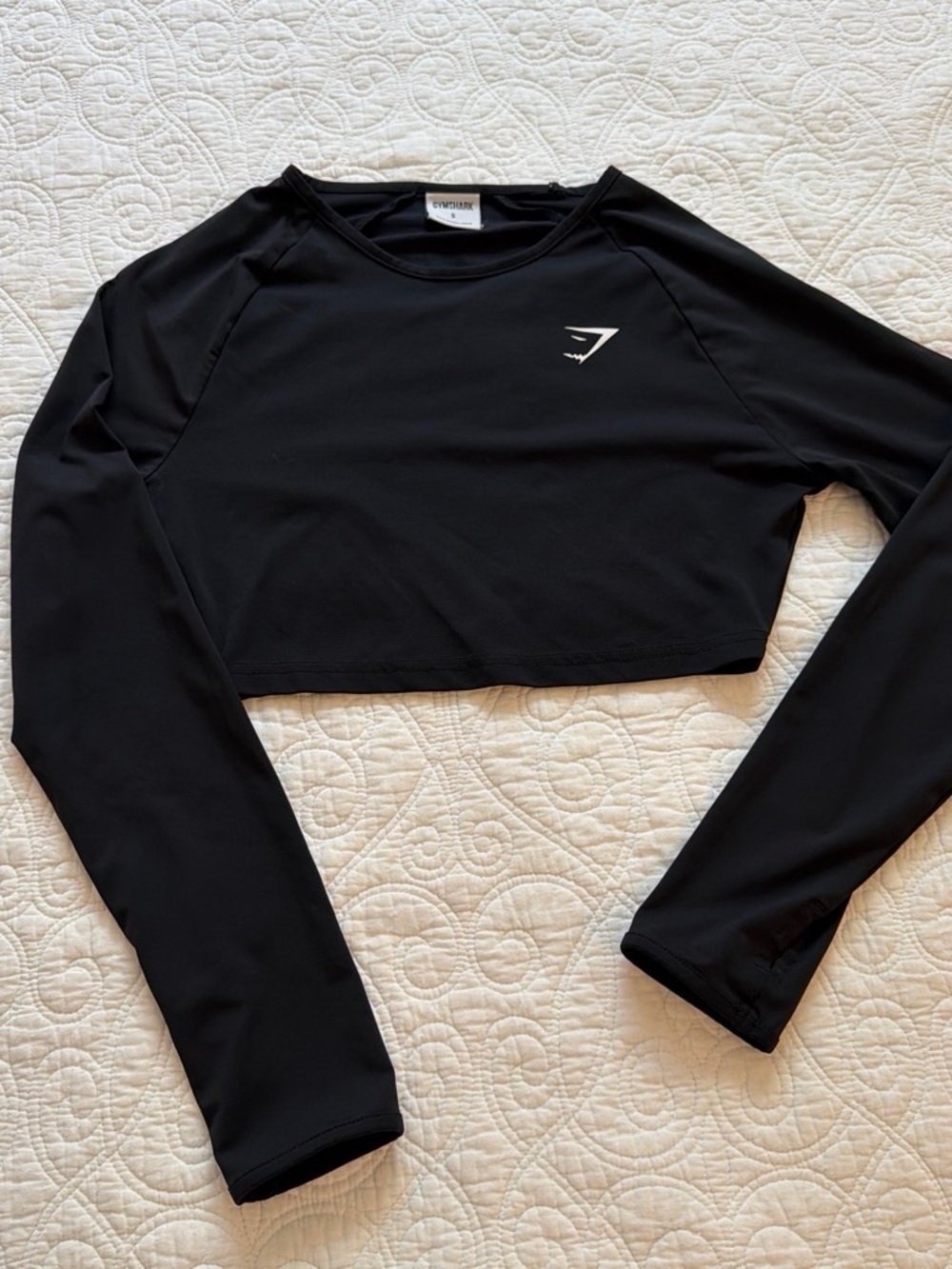 Gymshark Black Long-Sleeve Cropped Athletic Top